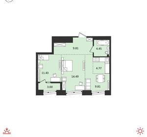 3-к квартира, вторичка, 58м2, 17/19 этаж