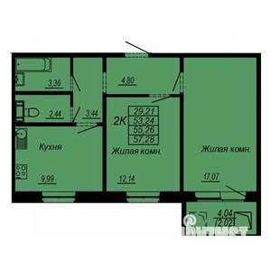 2-к квартира, вторичка, 55м2, 10/10 этаж