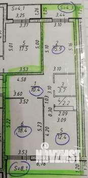 2-к квартира, вторичка, 63м2, 3/17 этаж