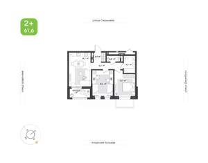 2-к квартира, вторичка, 62м2, 9/12 этаж