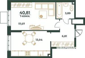 1-к квартира, вторичка, 41м2, 6/24 этаж
