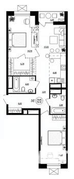 3-к квартира, строящийся дом, 78м2, 4/17 этаж