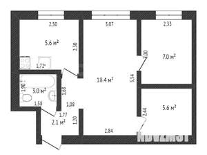 2-к квартира, вторичка, 48м2, 1/5 этаж