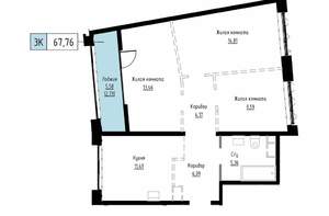 3-к квартира, вторичка, 68м2, 11/17 этаж