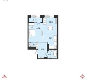 2-к квартира, вторичка, 51м2, 12/19 этаж