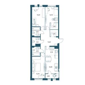 4-к квартира, вторичка, 95м2, 11/17 этаж
