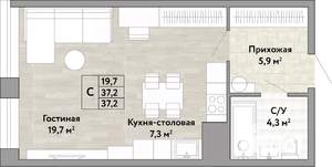Студия квартира, вторичка, 37м2, 6/22 этаж