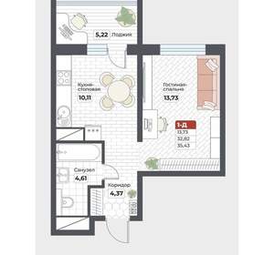 1-к квартира, вторичка, 35м2, 4/19 этаж