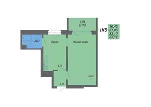1-к квартира, строящийся дом, 35м2, 5/10 этаж