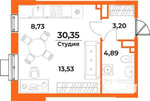 1-к квартира, вторичка, 30м2, 4/10 этаж