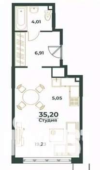 Студия квартира, вторичка, 35м2, 14/24 этаж