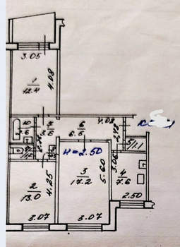 3-к квартира, вторичка, 68м2, 7/9 этаж