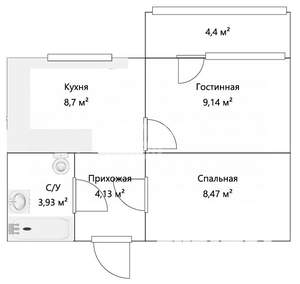 2-к квартира, вторичка, 33м2, 8/10 этаж