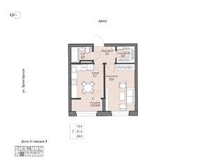 1-к квартира, вторичка, 33м2, 8/9 этаж