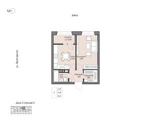 1-к квартира, вторичка, 34м2, 8/9 этаж