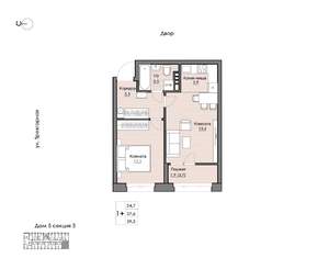 1-к квартира, вторичка, 40м2, 6/9 этаж