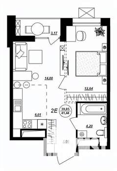 2-к квартира, вторичка, 41м2, 4/17 этаж