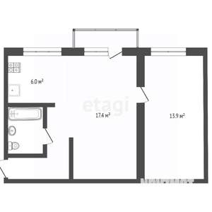 2-к квартира, вторичка, 41м2, 4/4 этаж