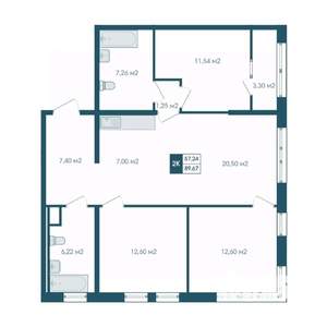 4-к квартира, строящийся дом, 90м2, 11/15 этаж