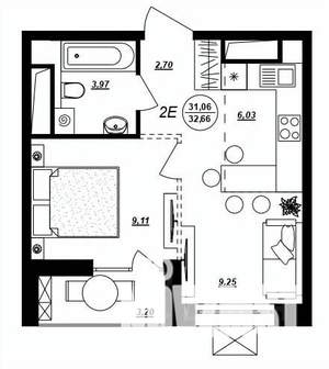 2-к квартира, строящийся дом, 33м2, 4/17 этаж