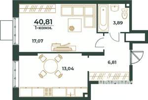1-к квартира, вторичка, 41м2, 20/24 этаж
