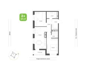 2-к квартира, вторичка, 64м2, 3/9 этаж