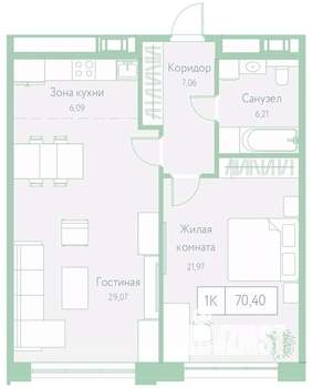 1-к квартира, вторичка, 70м2, 8/20 этаж