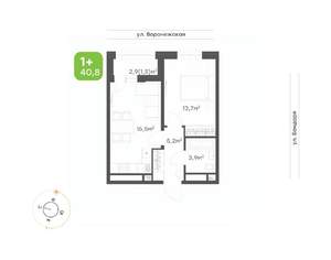 1-к квартира, вторичка, 41м2, 11/20 этаж