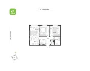 2-к квартира, вторичка, 59м2, 14/20 этаж