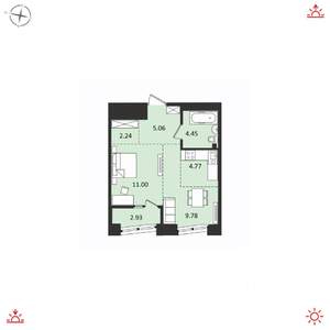 2-к квартира, вторичка, 40м2, 17/17 этаж