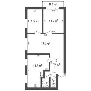 3-к квартира, вторичка, 64м2, 2/5 этаж