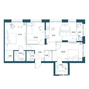 3-к квартира, вторичка, 91м2, 2/25 этаж