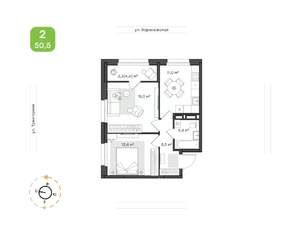 2-к квартира, вторичка, 51м2, 10/20 этаж