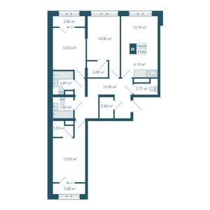 4-к квартира, строящийся дом, 100м2, 12/15 этаж