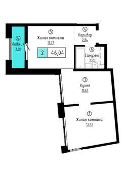 2-к квартира, вторичка, 46м2, 11/20 этаж