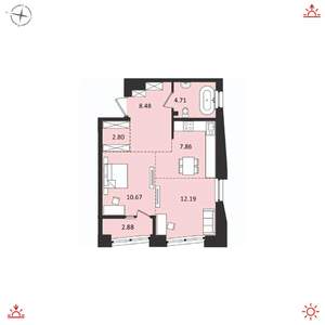 2-к квартира, вторичка, 48м2, 9/16 этаж