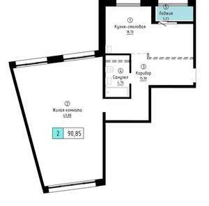 2-к квартира, вторичка, 91м2, 9/22 этаж