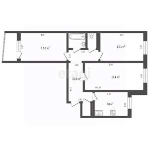3-к квартира, вторичка, 67м2, 6/9 этаж