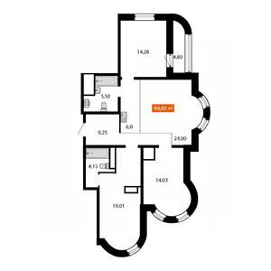 3-к квартира, вторичка, 93м2, 18/25 этаж