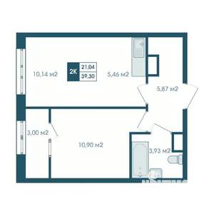 2-к квартира, строящийся дом, 39м2, 11/17 этаж