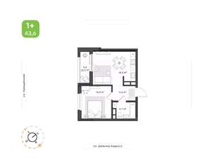 1-к квартира, вторичка, 44м2, 11/21 этаж