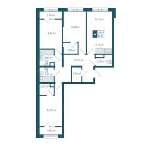 4-к квартира, строящийся дом, 101м2, 2/15 этаж