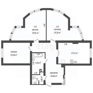 3-к квартира, вторичка, 92м2, 2/23 этаж
