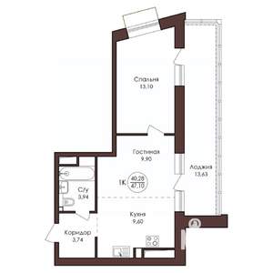 1-к квартира, вторичка, 47м2, 14/23 этаж