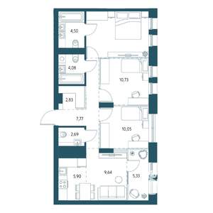 3-к квартира, вторичка, 75м2, 9/17 этаж