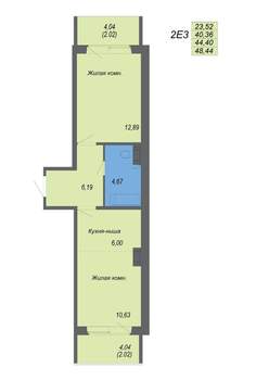 2-к квартира, строящийся дом, 48м2, 5/10 этаж