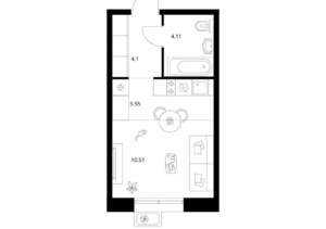 Студия квартира, вторичка, 24м2, 4/10 этаж