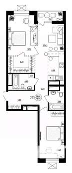 3-к квартира, строящийся дом, 78м2, 13/17 этаж