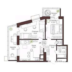 2-к квартира, вторичка, 62м2, 14/23 этаж