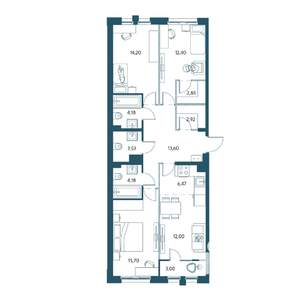 4-к квартира, вторичка, 94м2, 7/17 этаж